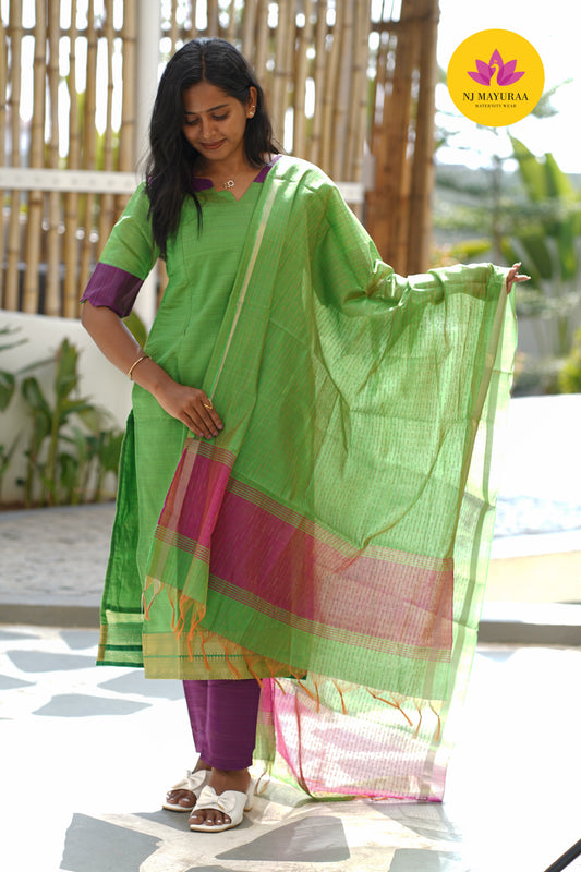 Hansi_06 - KURTI DHUPATTA SET( 2 Side Feeding Zip )