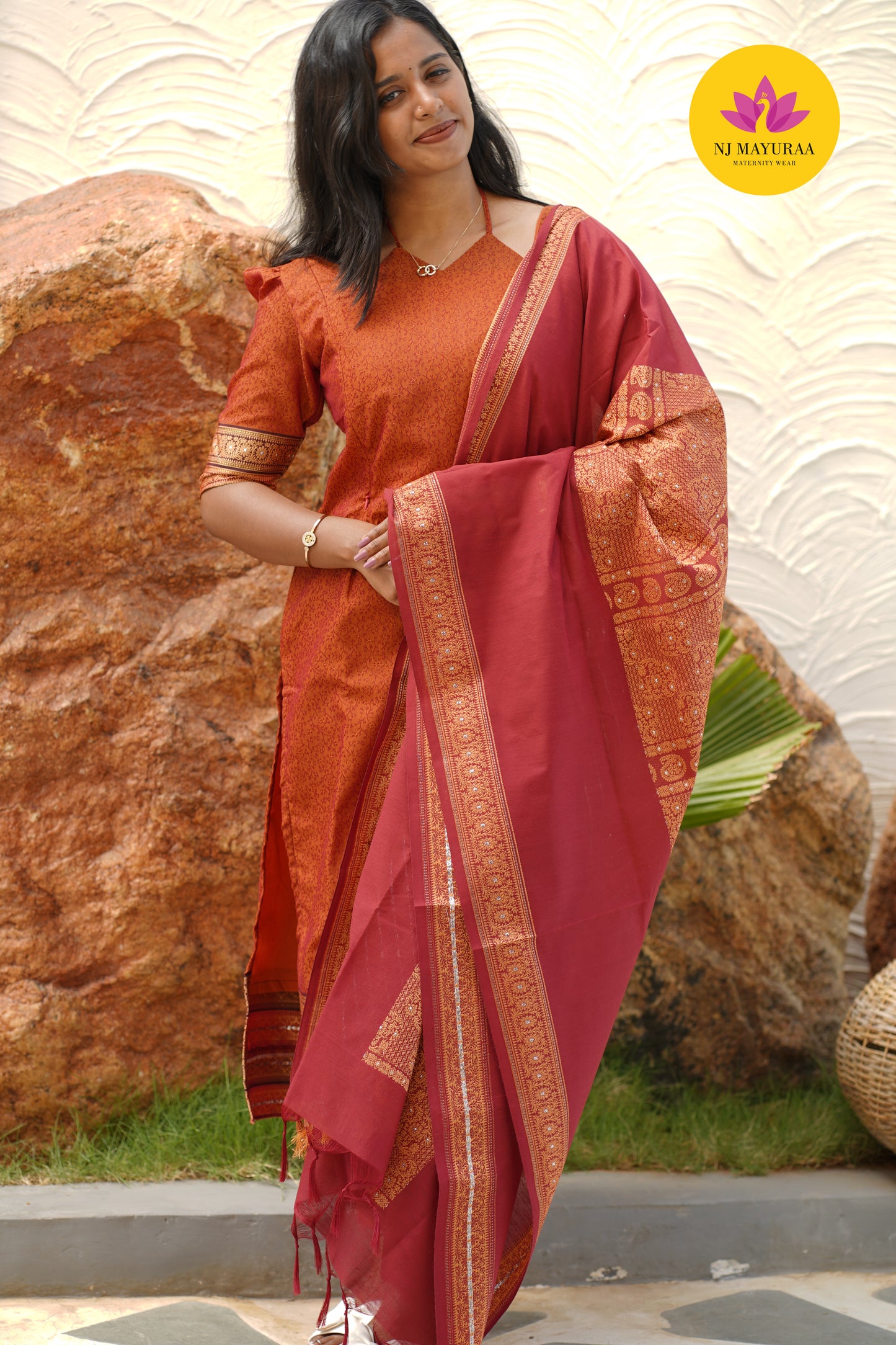 Hansi_07 - KURTI DHUPATTA SET( 2 Side Feeding Zip )