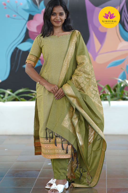 Hansi_09 - KURTI DHUPATTA SET( 2 Side Feeding Zip )