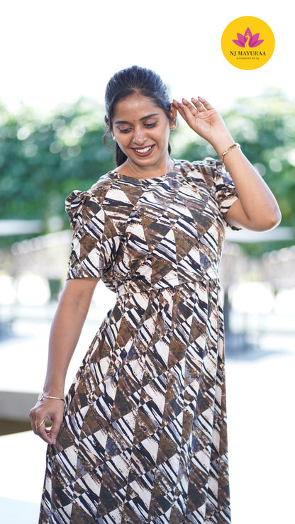 Riyaa_01 - ZIPLESS MATERNITY WEAR PUFF SLEEVE [SPUN COTTON]