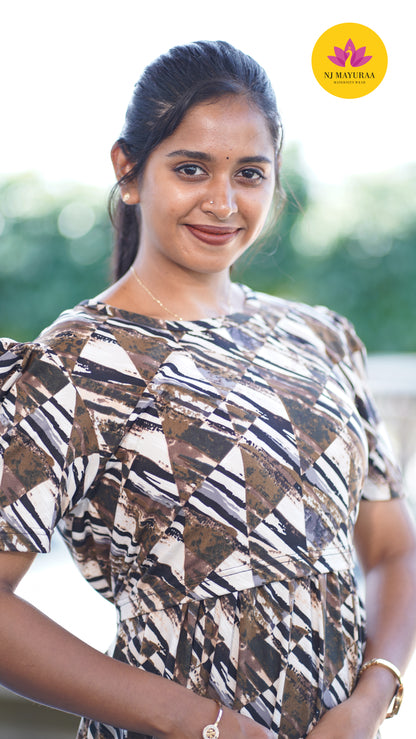 Riyaa_01 - ZIPLESS MATERNITY WEAR PUFF SLEEVE [SPUN COTTON]