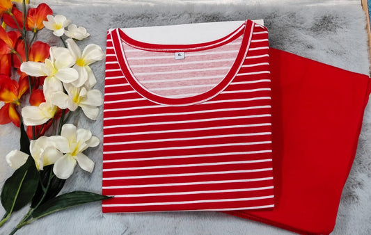 Redstriped-ZIPLESS FEEDING PANT SET