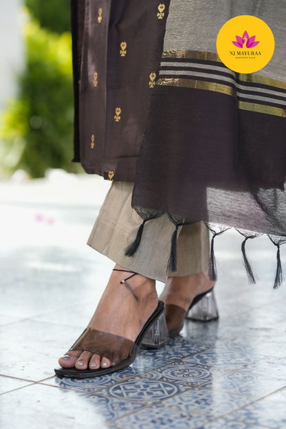 Coffee Brown Kurti Set (3 - piece Set)