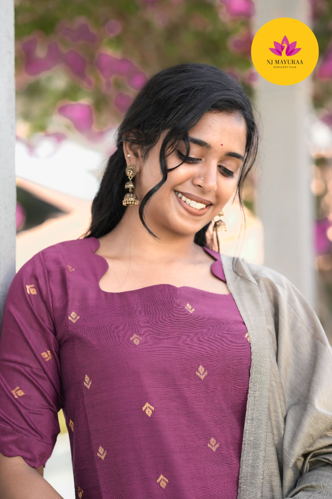 Wine Purple Kurti Set ( 3-Piece Set )