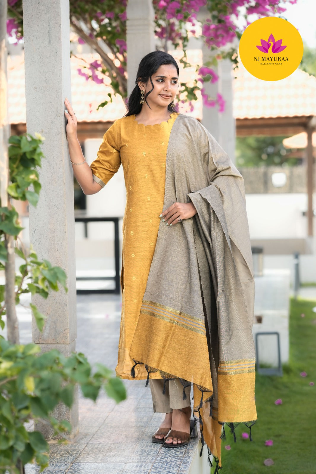Mustard Yellow Kurti Set ( 3-Piece Set )