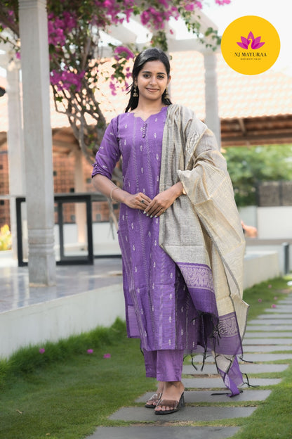 Lavender Violet Kurti Set (3-Piece Set)