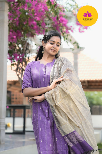 Lavender Violet Kurti Set (3-Piece Set)