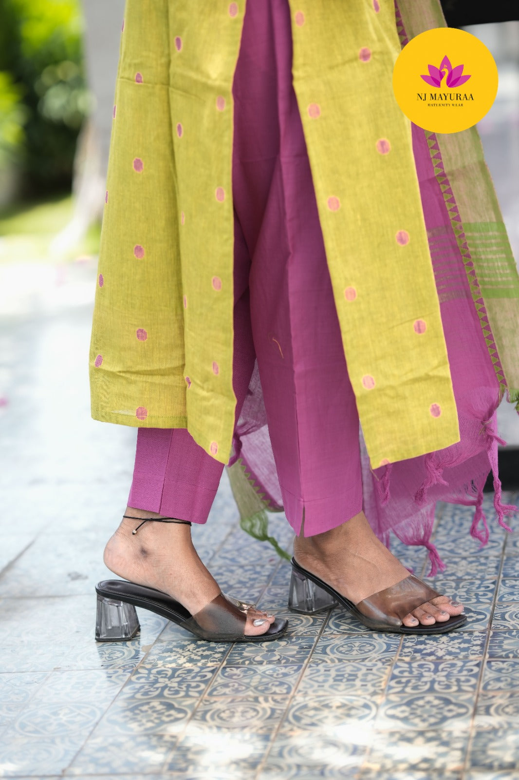 Chartreuse & Onion Pink Cotton Silk (3-Piece Set)