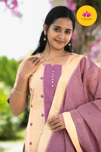 Peach & Mauve Cotton Silk (3-Piece Set)