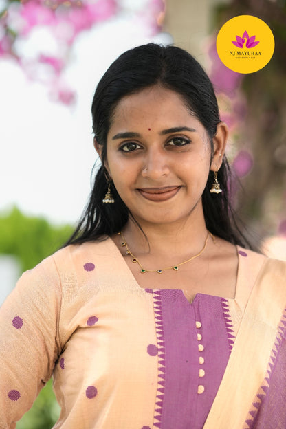 Peach & Mauve Cotton Silk (3-Piece Set)