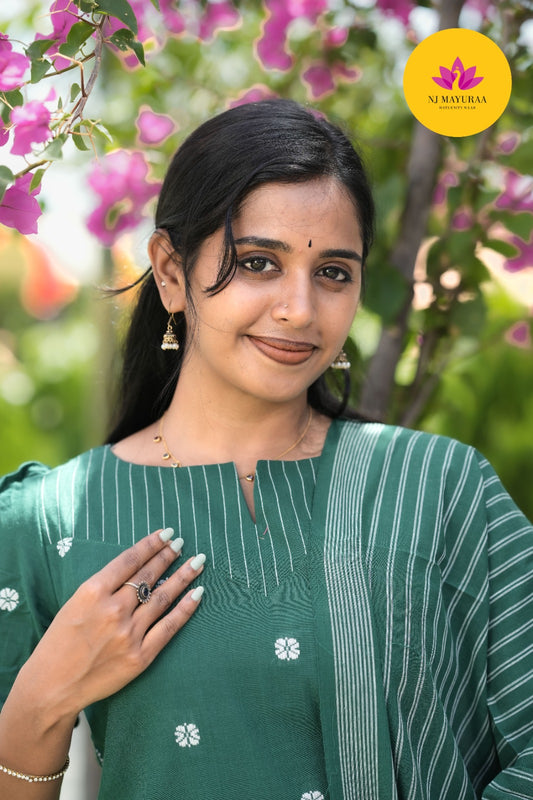 Emerald Green Cotton Silk (3-Piece Set)