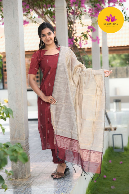 Maroon Kurti Set (3-Piece Set)