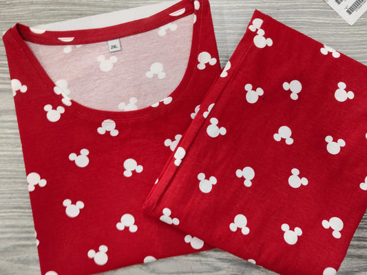Red – Mickey Print Nightwear Pant Set