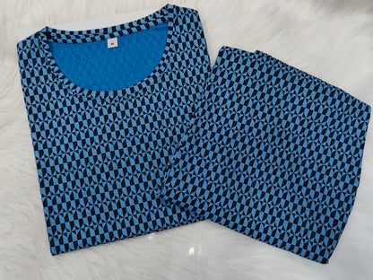 Ocean Blue – Triangle Print Nightwear Pant Set