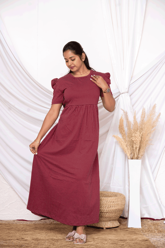 MUKUNDA-ZIPLESS MATERNITY WEAR PUFF SLEEVE ( Non feeding)