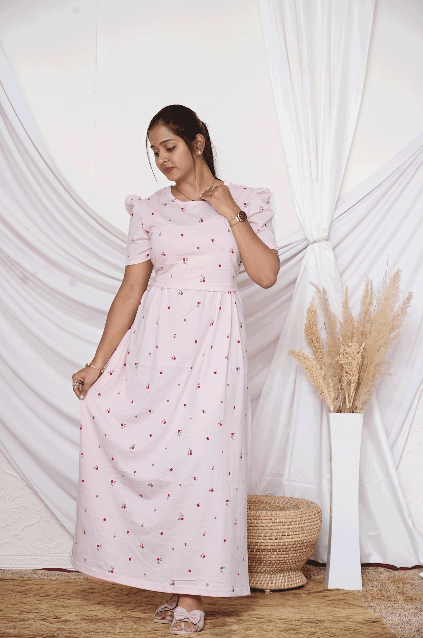 LEMON-ZIPLESS MATERNITY WEAR  PUFF SLEEVE