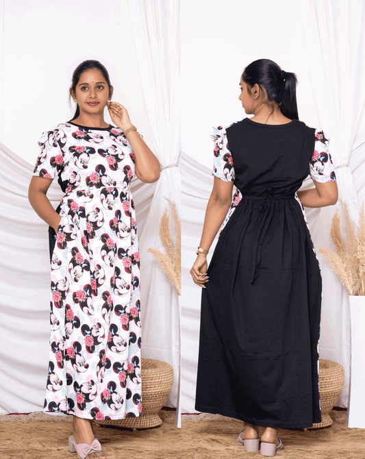 DUAL 2 - zipless feeding  maternity wear DUAL COLOURS [MICKEY MOUSE DESIGN]