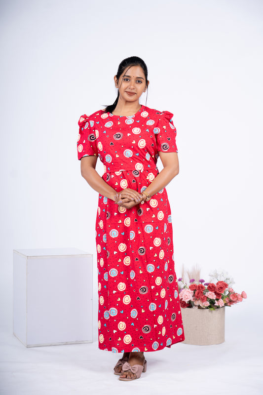 AADHI - ZIPLESS MATERNITY WEAR  PUFF SLEEVE/ FULL LENGTH