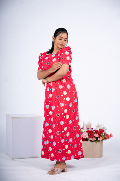 AADHI - ZIPLESS MATERNITY WEAR  PUFF SLEEVE/ FULL LENGTH